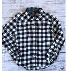 Jachs Girlfriend Plaid Western Shirt Women Large Black White Comfort Stretch